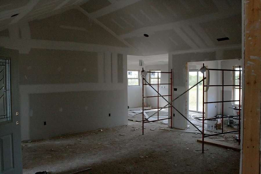 Sample photo: board hung on a vaulted ceiling.